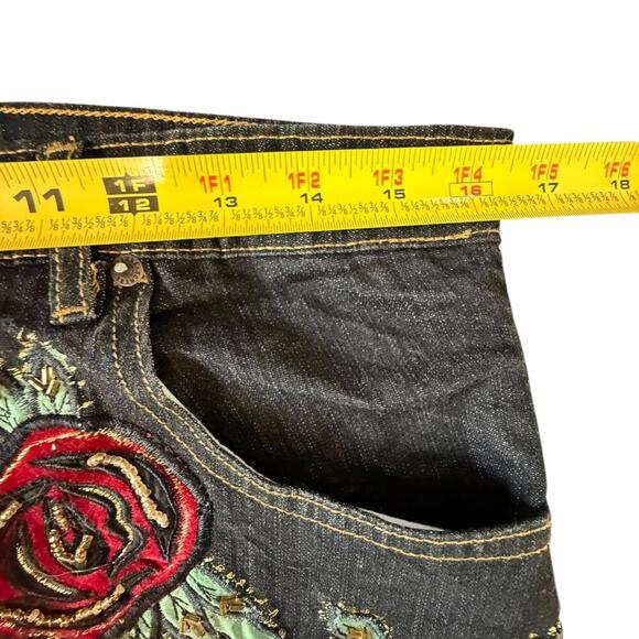 Suzanne Somers Collection Black Jeans – Size 8 – Red Rose Embroidery Y2K vibes - Picture 6 of 6